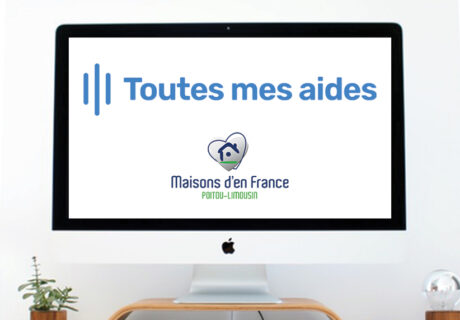 Un ordinateur avec le logo de toutes mes aides et Maisons d'en France
