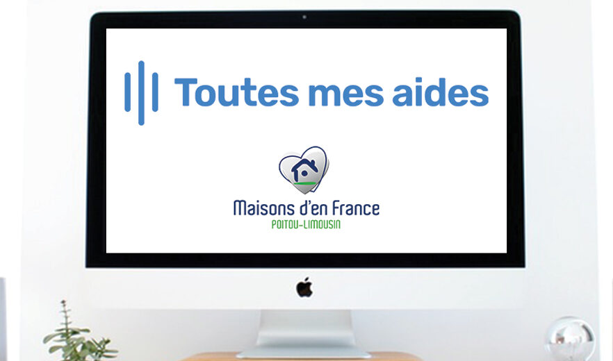 Un ordinateur avec le logo de toutes mes aides et Maisons d'en France