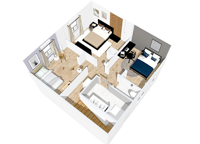 Plan d'une maison à étage avec garage
