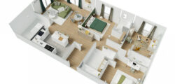Plan de maison de plain pied de 100m² avec 3 chambres