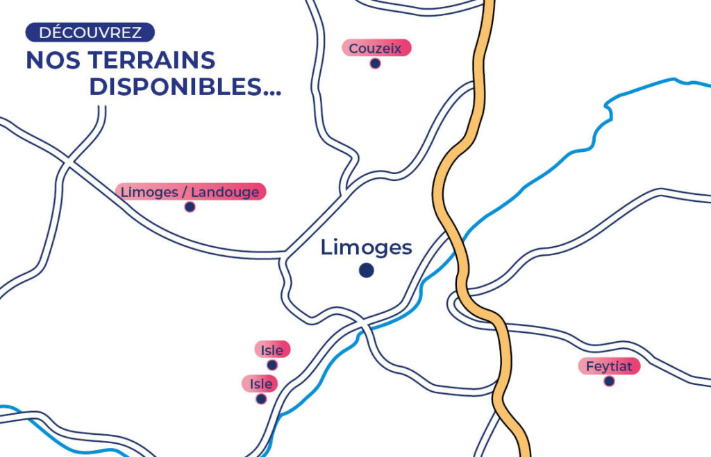 Carte de terrains constructibles autour de Limoges