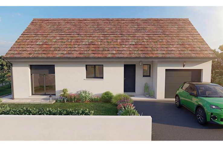 Modèle de maison avec garage et toiture à 70% pour la Creuse